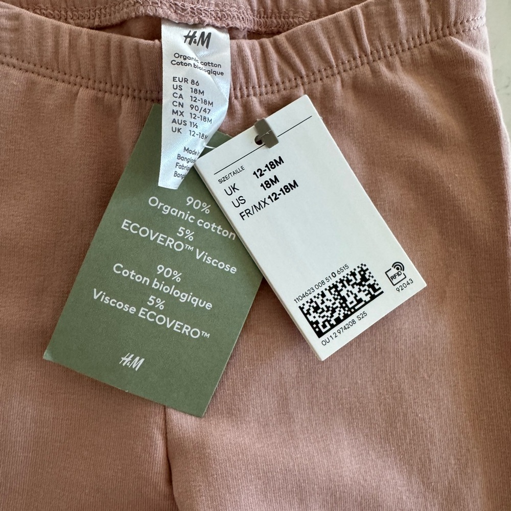 *NWT* H&M Soft Pink Organic Cotton Pants - Picture 2 of 2